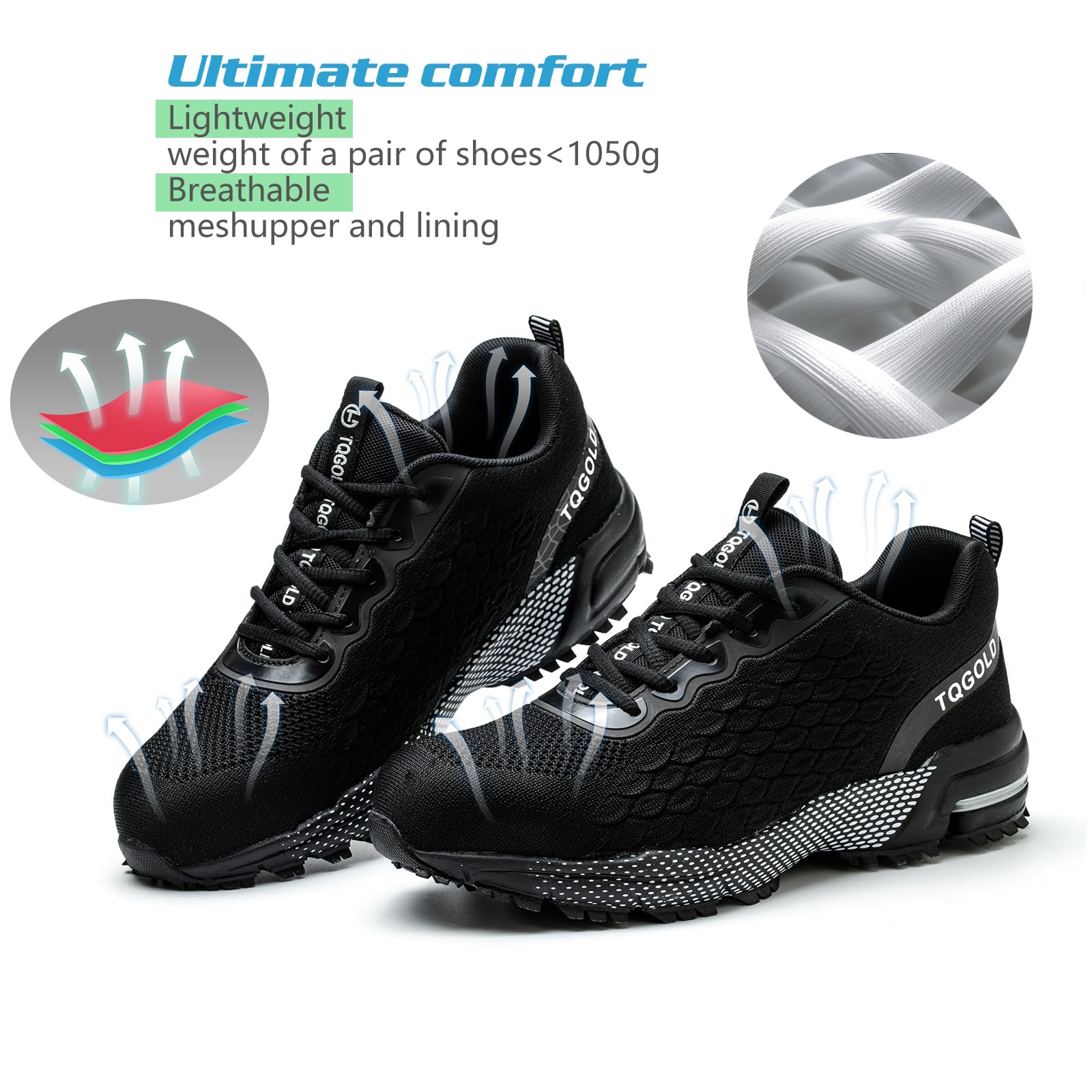 TQGOLD Scarpe Antinfortunistiche Uomo Leggere Comodo Donna Scarpe da Lavoro con Punta in Acciaio Ammortizzazione Traspiranti Antiscivolo Scarpe Protettive Industriali