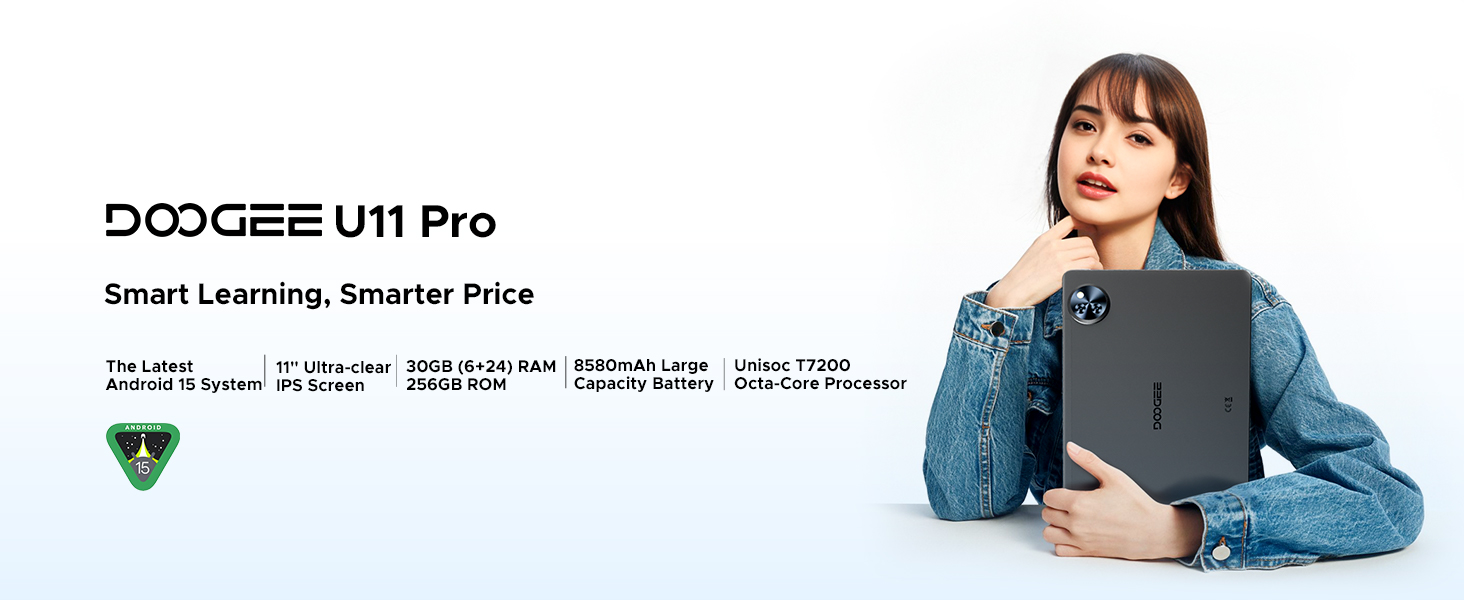DOOGEE U11 PRO Android 15 Tablet 11 Inch, 30GB RAM 256GB ROM (TF