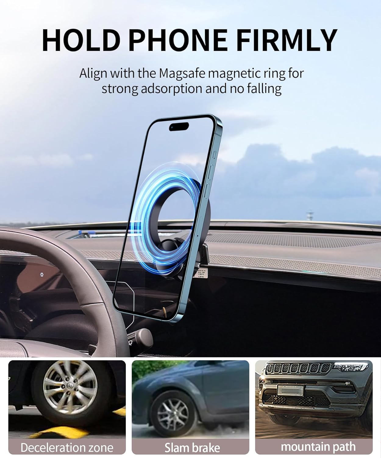 Car Phone Holder for 2025 KIA EV6 Accessories 12.3-Inch Screen Fixed Clip, 360° Rotation Phone Mount Compatible with MagSafe, Cell Phone Holder Does Not Affect Air Vent