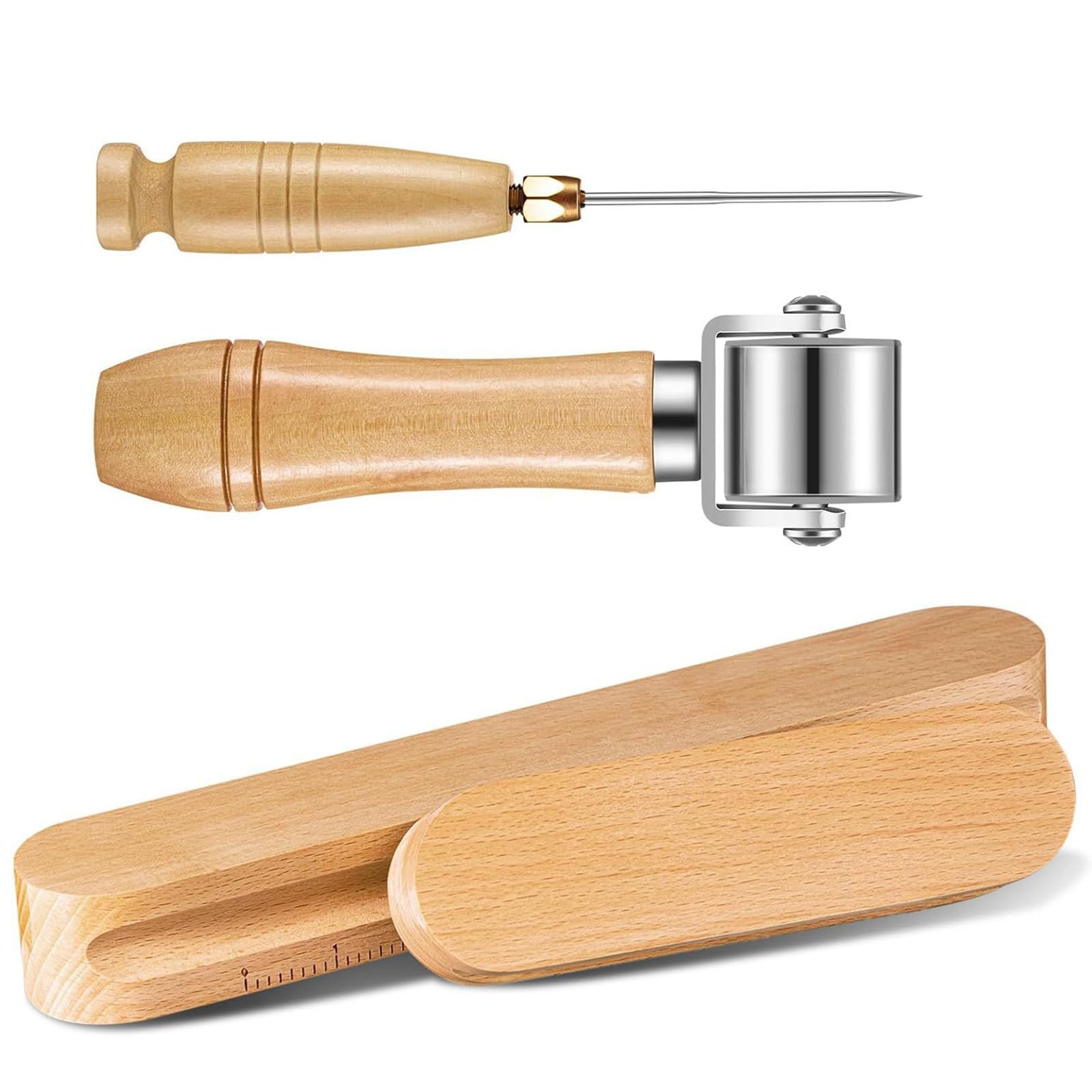 Kalttoy Roller Quilters Clapper Wood Tailors Clapper with Scale Multifunctional Sewing Tool Fabric Accessories Quilters Tailor Pressing Tool Seam Roller