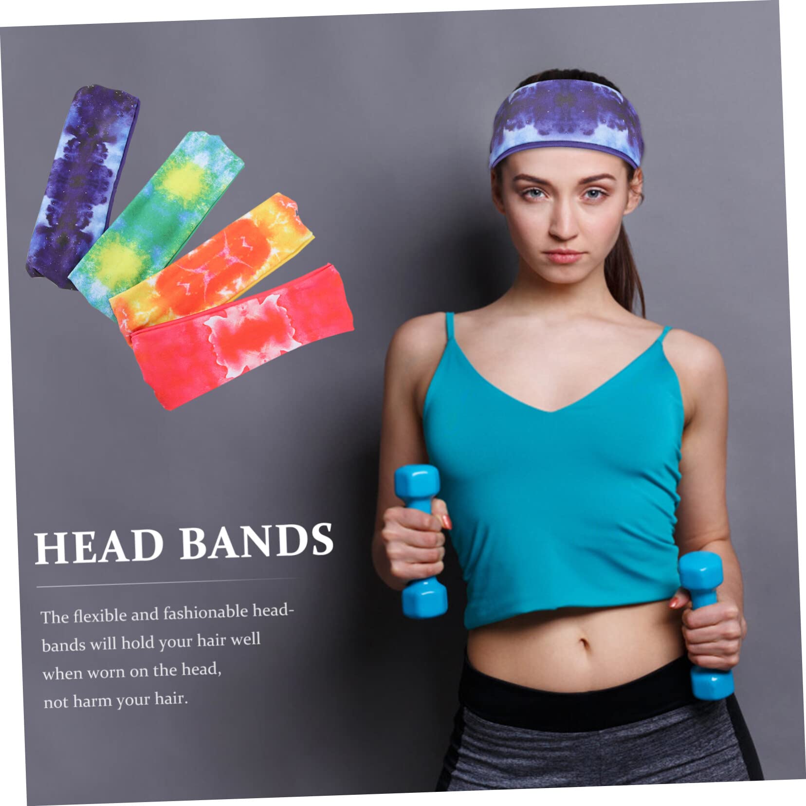 INOOMP 12pezzi Fasce Sportive Antiscivolo Per Allenamento Fasce Per Stile Tie-dye Comfort e Stabilità Per Yoga Corsa e Fitness