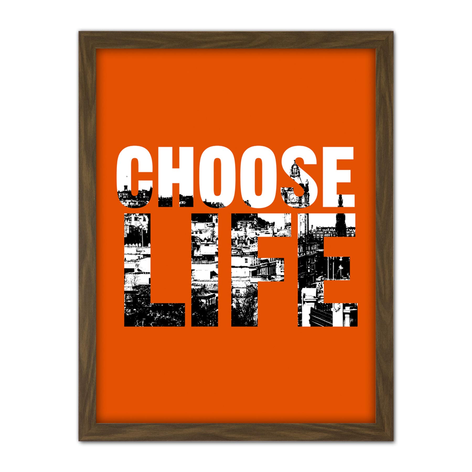 Wee Blue Coo Choose Life Trainspotting Edinburgh Scotland Artwork Framed Wall Art Print 18X24 Inch