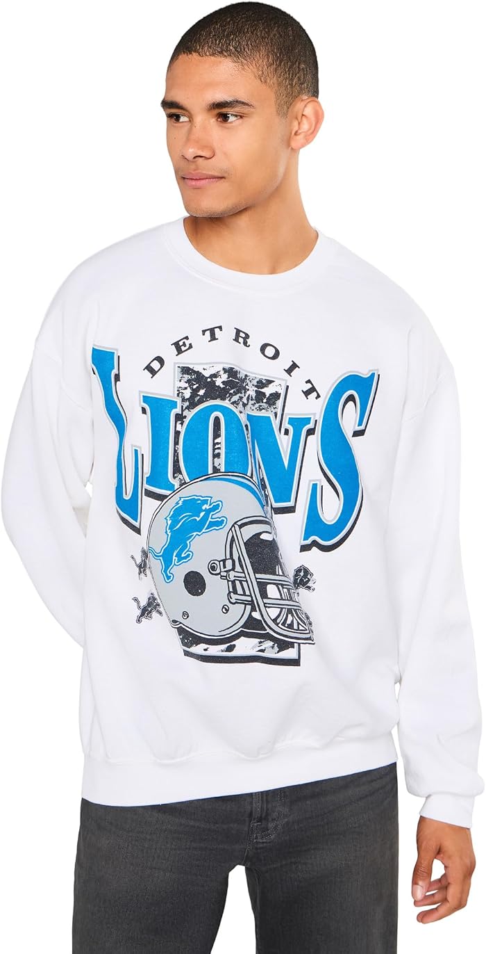Мужской флисовый свитшот Junk Food Clothing NFL Detroit Lions Conversion, цвет: Белый — фото 1