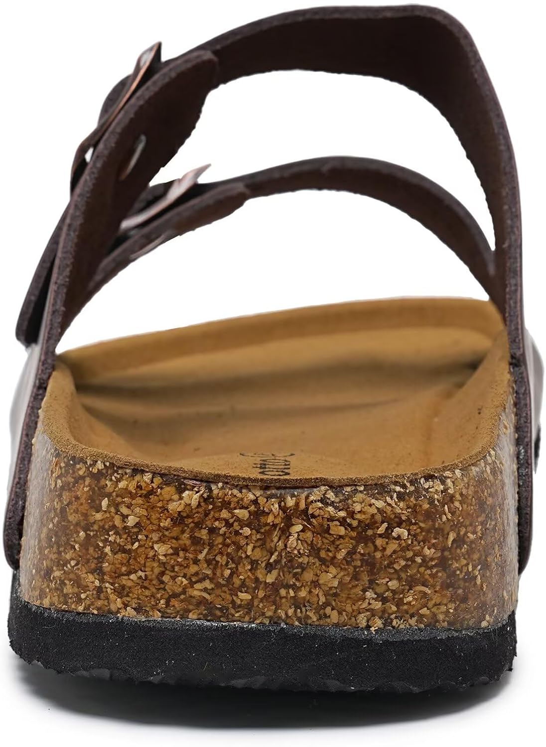 Torotto Genuine Leather Mens Slides with Cork Footbed Open Toe Adjustable Webbing Flat Sandals for Walking | Beach | Indoor(Leather/Brown-45) - Image 3