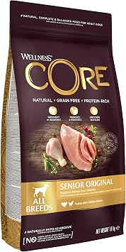 Wellness CORE Senior 1.8 kg, Chicken & Turkey   Dry Dog Food for Mature Dogs from 7 Years, Grain-Free, Natural, Hypoallergenic, Protein-Rich, High Meat Content, Supports Healthy Hips & Joints