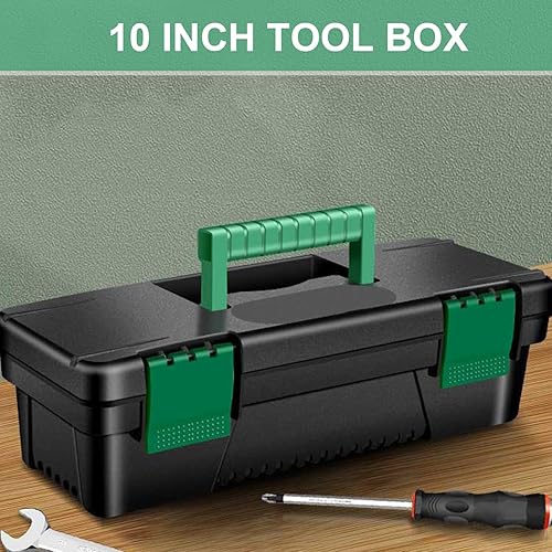 Miniatura 2 de Caja de herramientas pequeña Cajas de herramientas de plástico de 10 pulgadas con asa Bandeja extraíble con doble cerradura Caja de herramientas