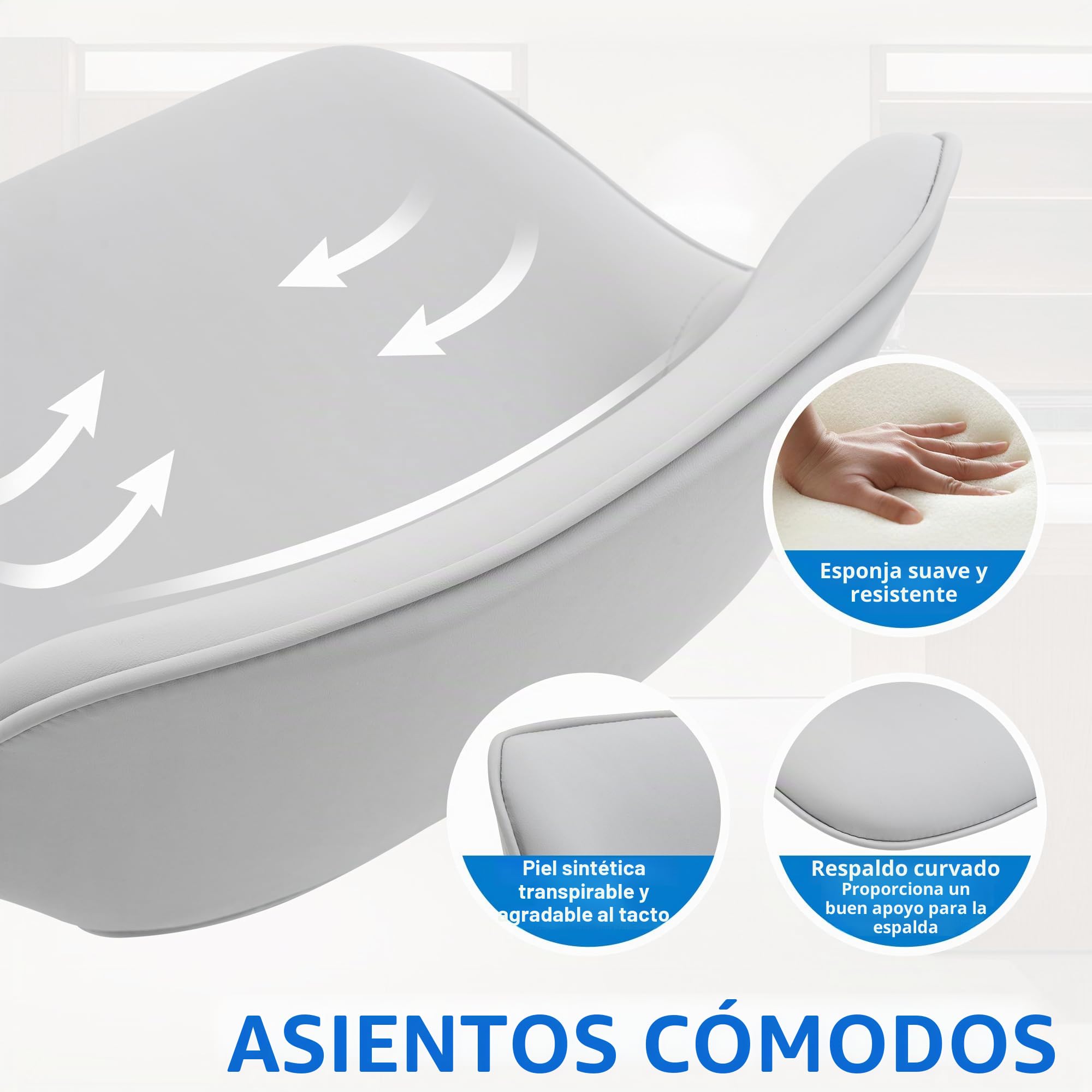 YOUNIKE Taburetes de Bar Juego de 2 Giratorios con Altura Ajustable, Taburetes de Cocina con Acolchado Suave, Taburetes de Mostrador con Respaldo Hueco, Taburete Alta de Bar, Todo Gris