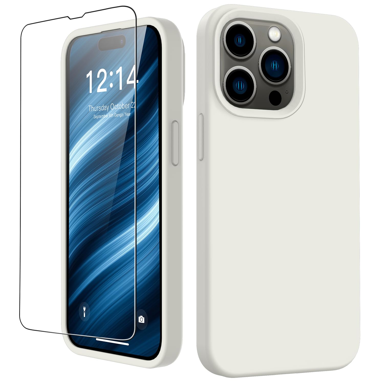 FUNMIKO Compatible with iPhone 15 Pro Case with Screen Protector,Upgraded Liquid Silky Soft Silicone,Fashionably Designed for Men Women Girls,