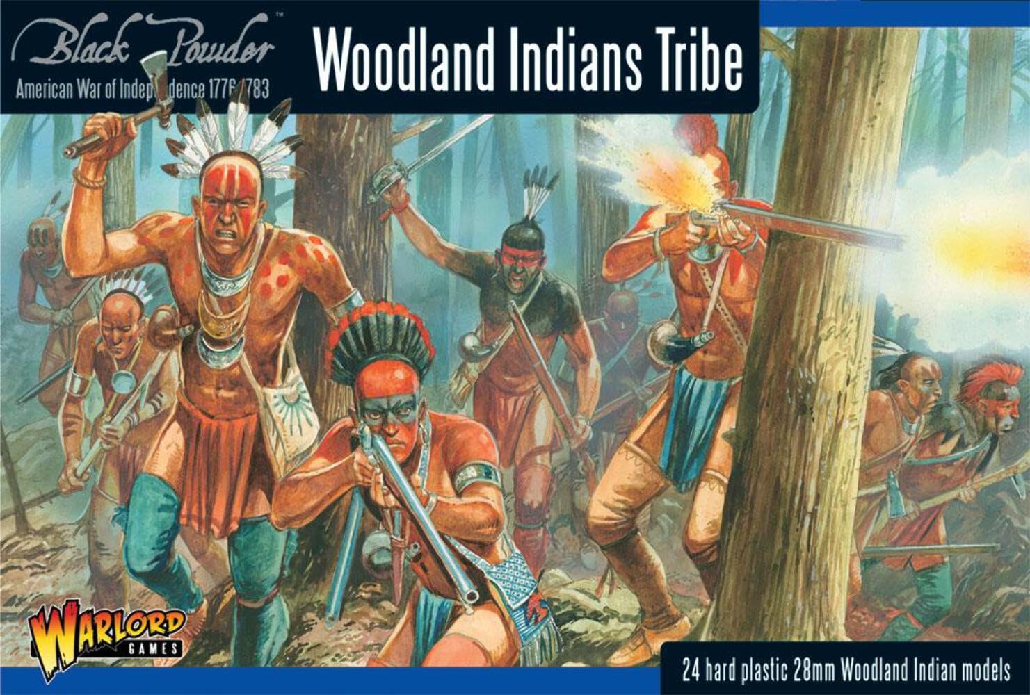 Warlord Games Woodland Indians Tribe, miniature in plastica da 28 mm per miniature della guerra d'indipendenza americana altamente dettagliate