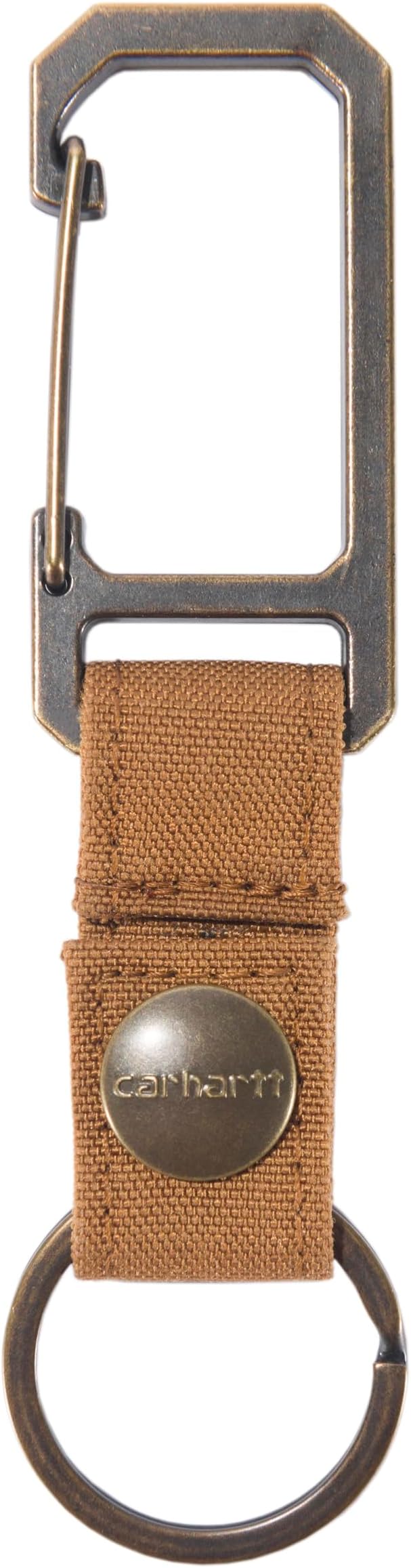 Carhartt unisex adult Nylon Duck Key Keeper, Durable Keychain With Self-locking Clip Wallet, Nylon Duck (Carhartt Brown), One Size US