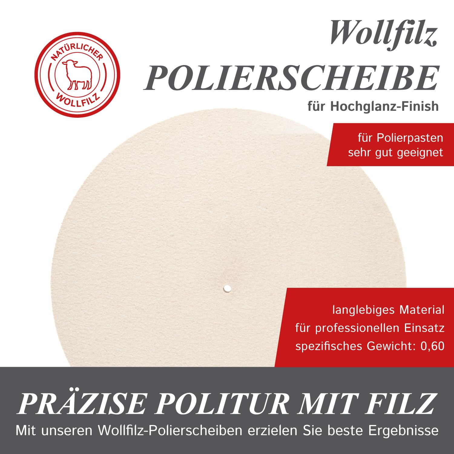 The Felt Store - Tarcza polerska z filcu, średnica: 200 mm, grubość: 20 mm