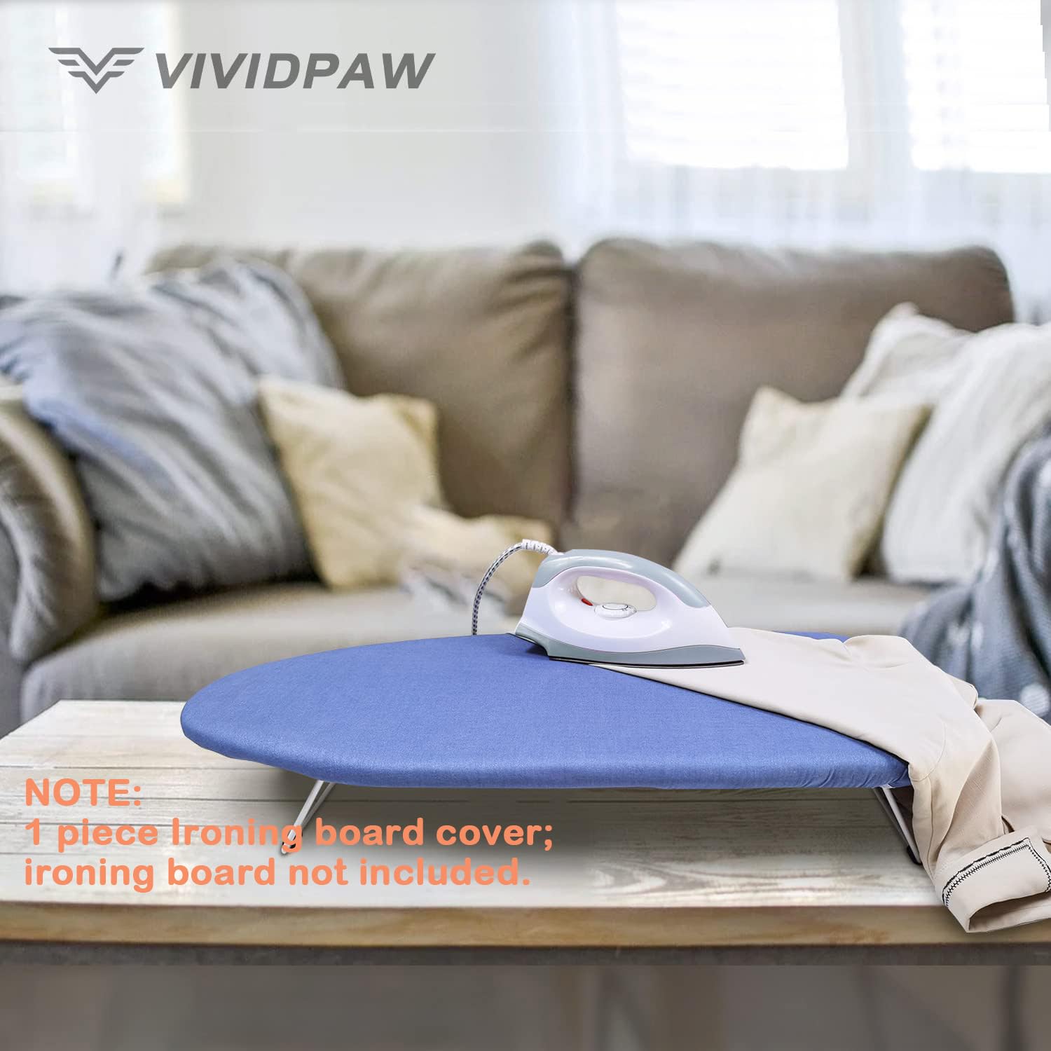 VividPaw Funda y almohadilla para tabla de planchar pequeña de 12,5 x 30 pulgadas, borde elástico, revestimiento de silicona, resistente a la quemadura, funda acolchada resistente para mini tabla de