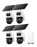eufyCam S4 4-Cam Kit, Solar Security Camera Wireless Outdoor, Triple Lens Bullet-PTZ Cam, 4K UHD, 360° Pan and Tilt, Auto Track, 8× Hybrid Zoom, Color Night Vision, Expandable Storage