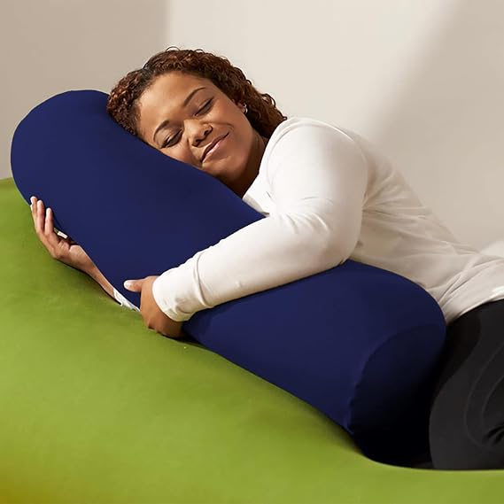 Yogibo Buddy Roll Long Body Pillow for Adults for Back, Lumbar, Neck Support, Headrest, Side Sleeper, Maternity, Nursing, Pregnancy for Sleeping, Micro-Bead Filling, Blue