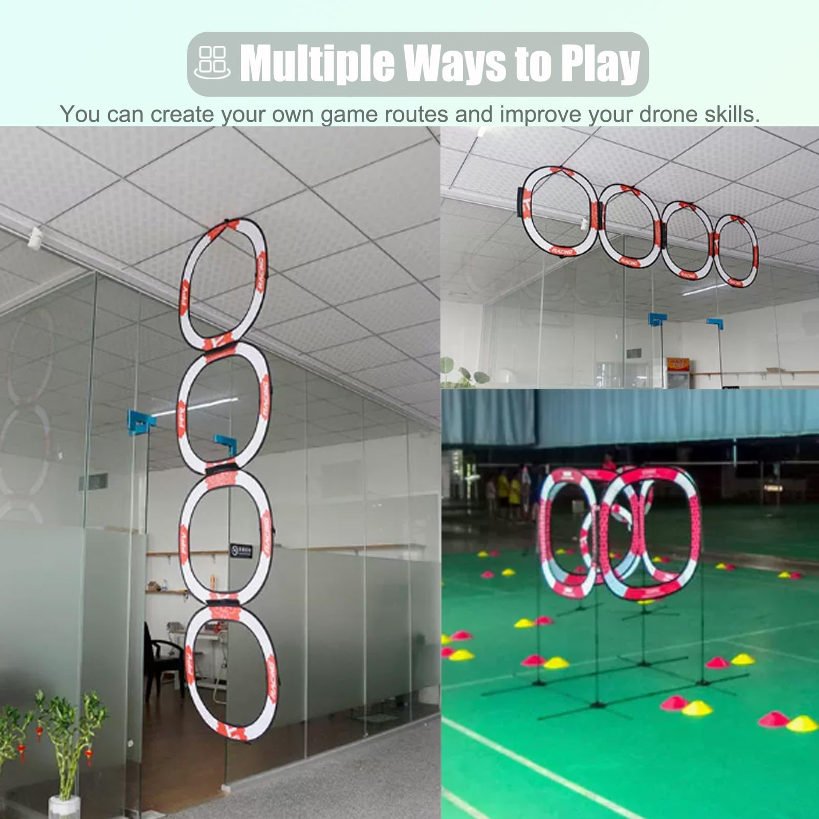 Percorso Ostacoli Droni Kit di Allenamento per Mini Droni con Percorso a Ostacoli per Giochi Domestici, Percorsi a Ostacoli 3D per Droni da Corsa All'aperto/al Chiuso, Anello di Allenamento