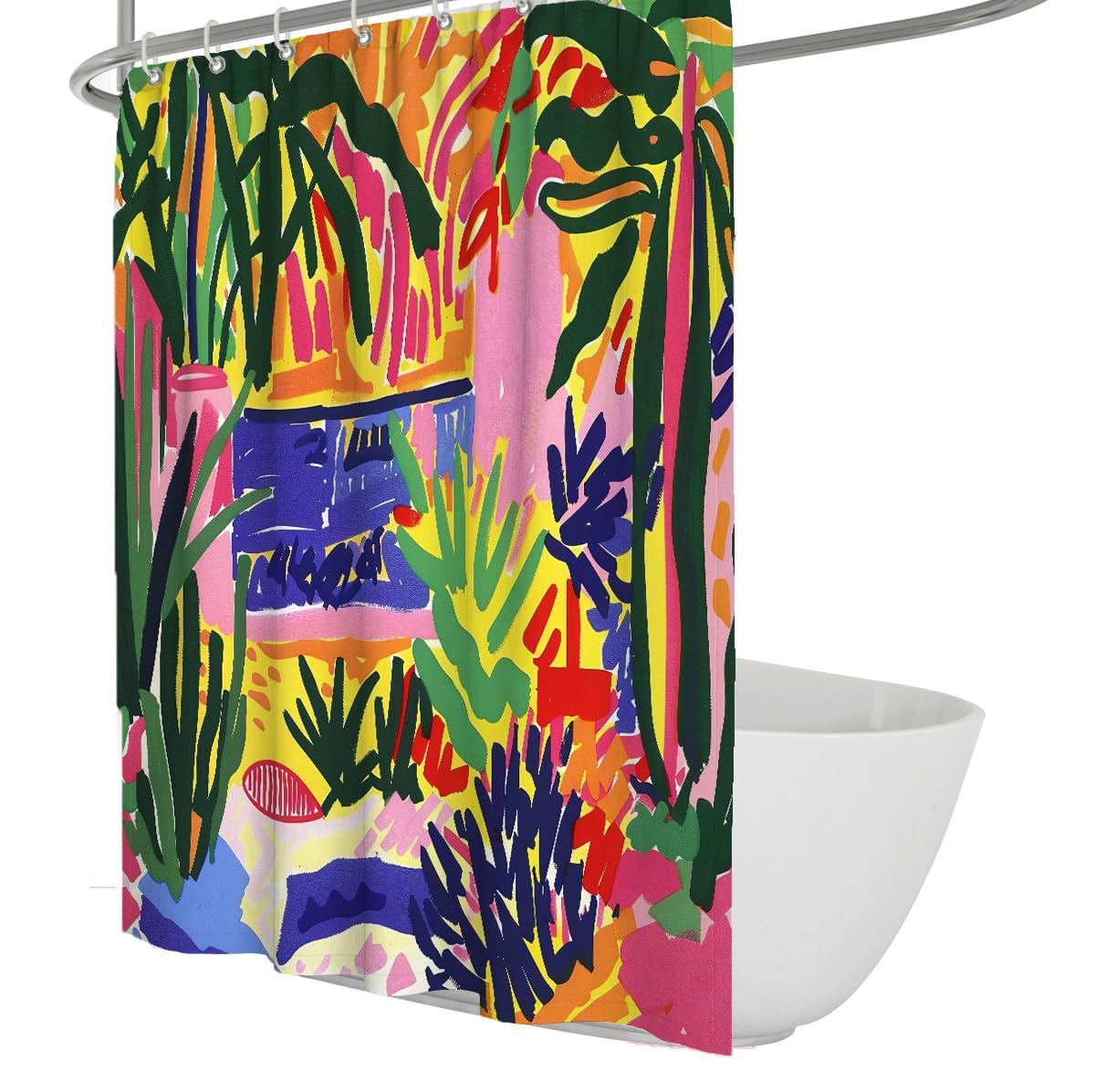 OLLIAR Home Colorful Abstract Shower Curtain Set 180x220 Modern Fauvism Strokes Aesthetic Art Shower Curtain Polyester Waterproof Cloth Bathroom Curtain with Hooks