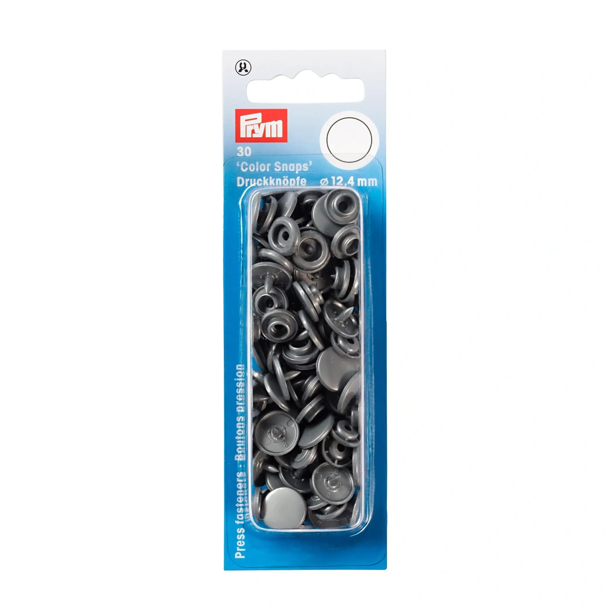 Prym PRYM_393145-1 Sew-Free Popper Colour Snaps Round 12.4 mm Silver Grey Plastic 12.4 mm