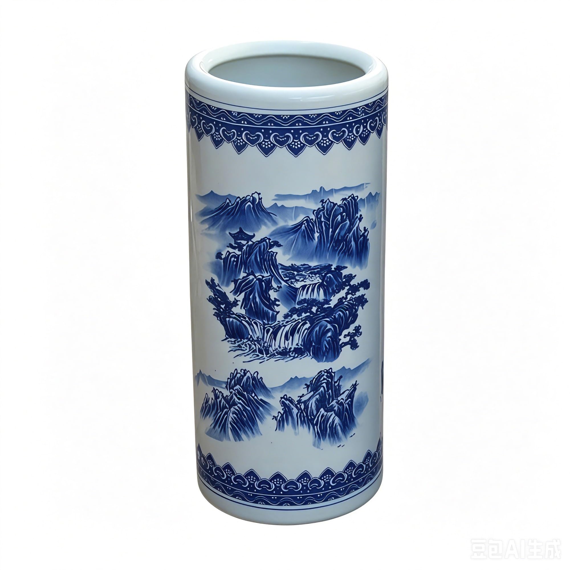 YAIUNHIQ Blue & White Floral Ceramic Umbrella Stand, Heavy Duty Freestanding Vase, Sturdy Ceramic Holder for Umbrellas and Canes, Floor Organizer