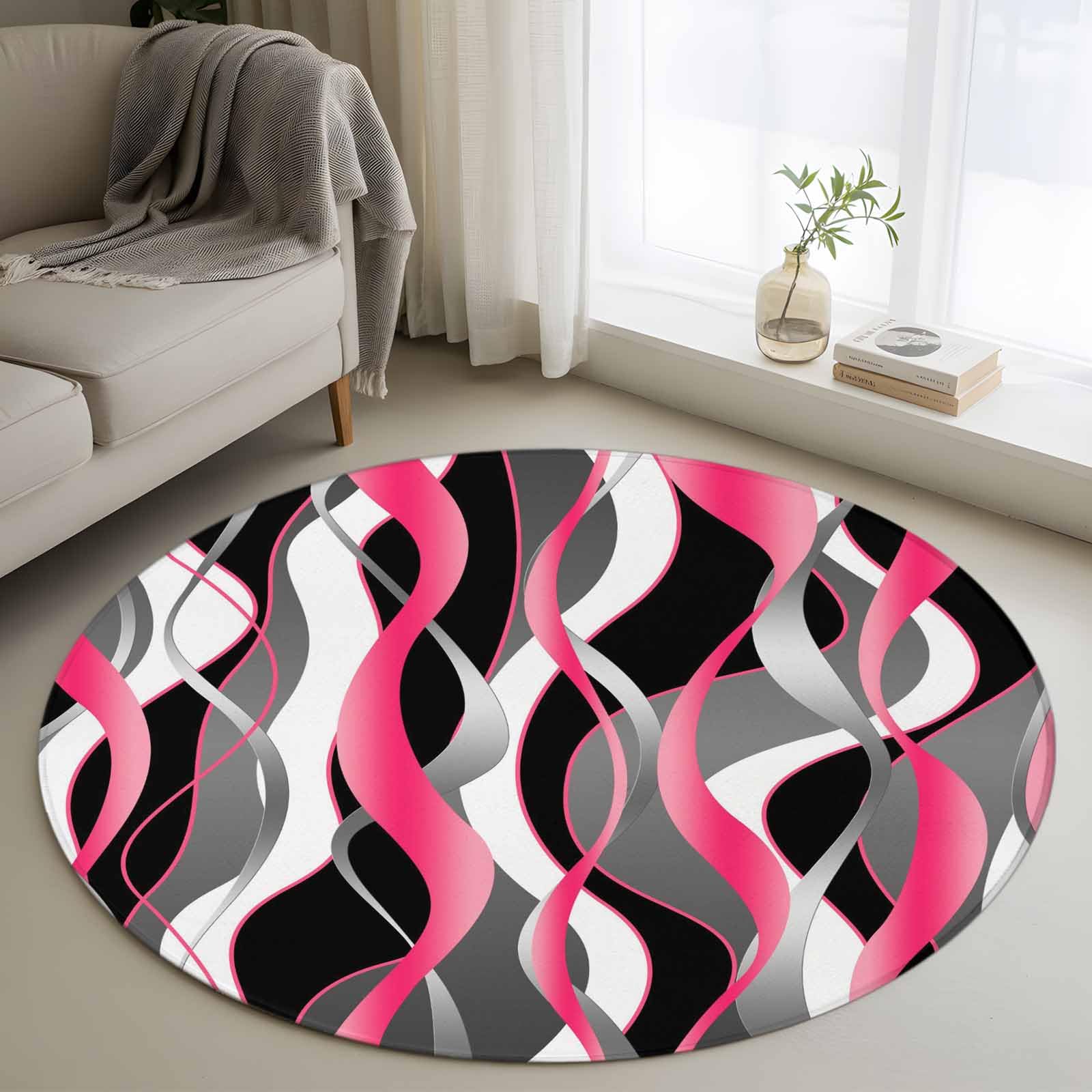 Amazon.com: Huotupsine Pink Black Grey Round Area Rugs, Modern