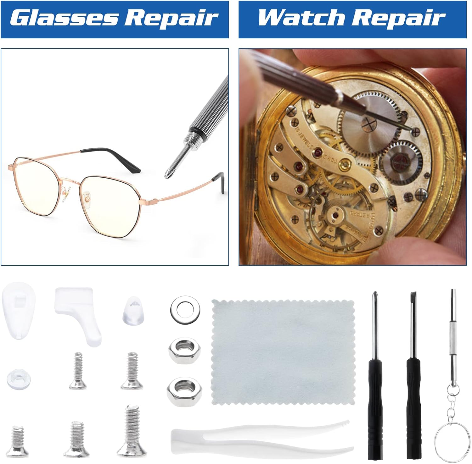 ELECTRAPICK 627Pcs Eyeglasss Sunglass Glasses Repair Tool Kit Set, Spectacles Repair Kit with Mini Screwdriver, Screws Nut - Image 5