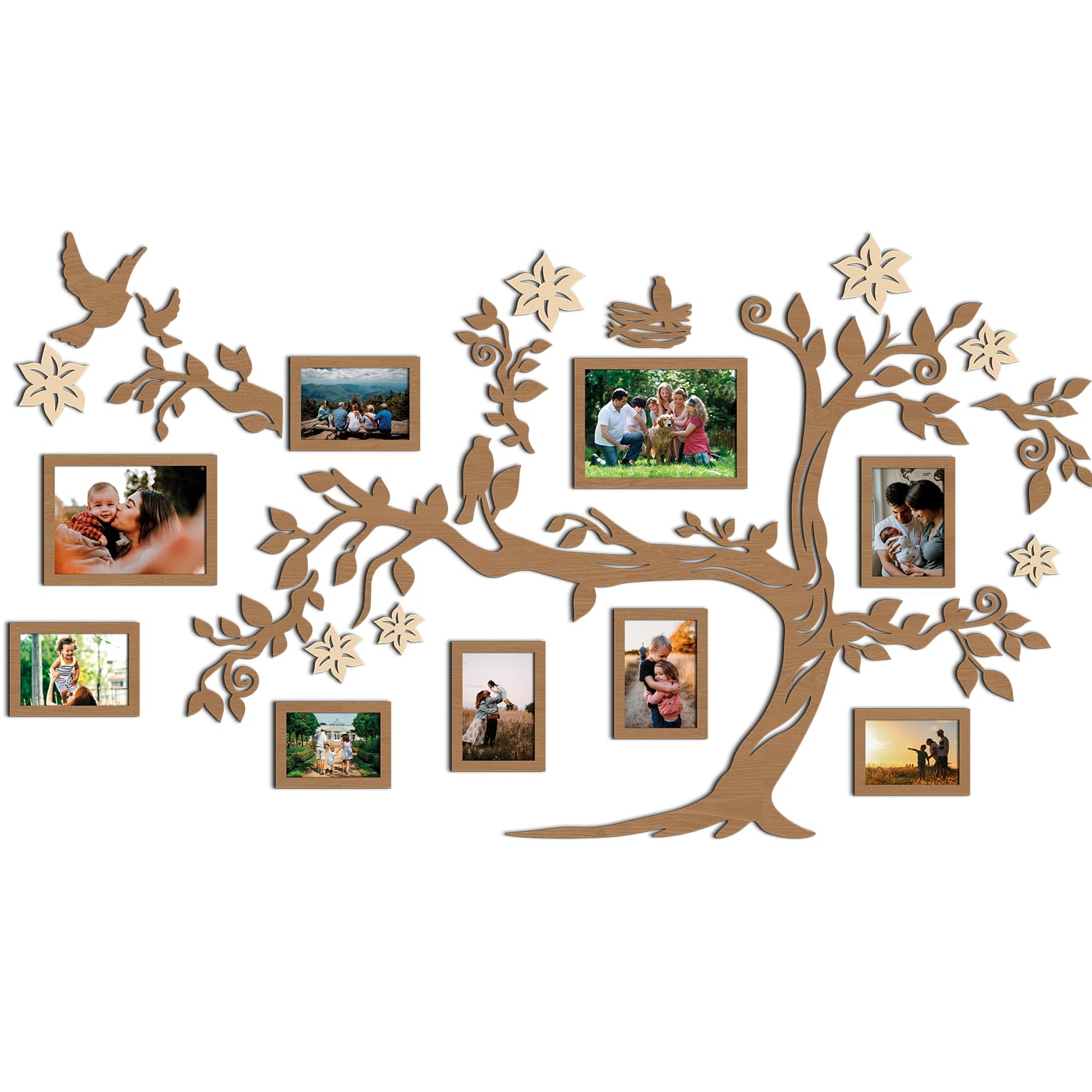 JustLikeWood Large Home Decor Wood Family Tree Wall Decal with Frame Pictures Standard Decoraciones para Salas de Casa Wall Art, Wall Stickers for
