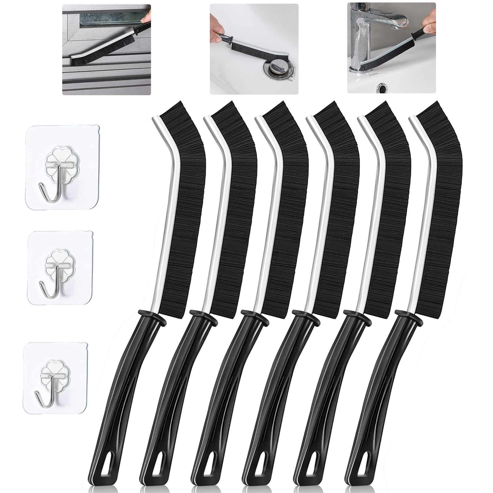 Pack of 6 Gap Cleaning Brushes, Joint Cleaning Brush, Scrub Brush, Multifunctional Cleaning Brush for Joints, Brush Cleaning Set, Crevice Cleaning Brush, Household Cleaning Tools