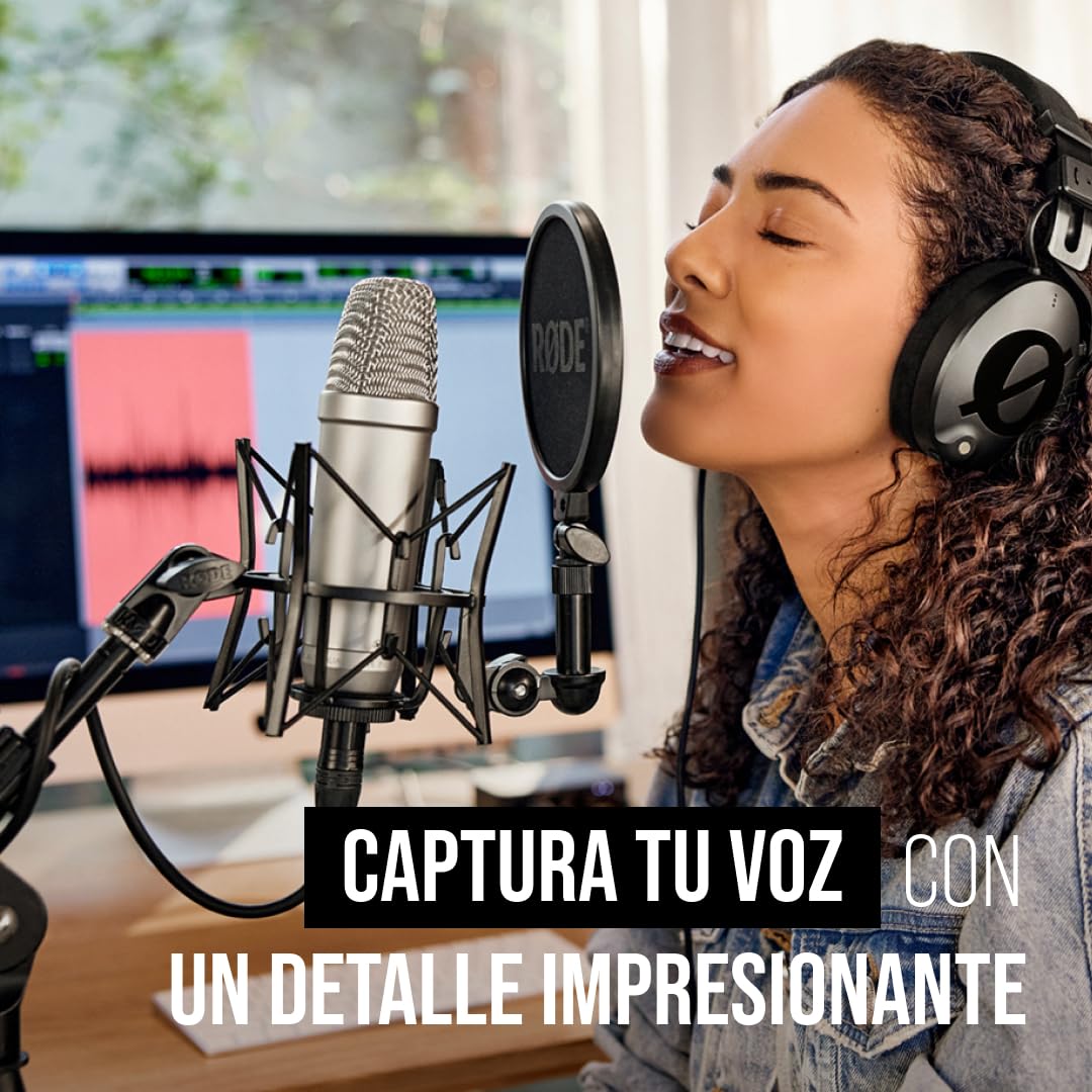 Rode Microphones NT1-A, Micrófono de Diafragma Grande para Estudios de Grabación, Alámbrico, Plateado