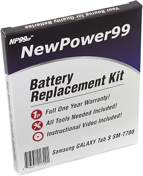 NP99sp Battery Replacement Kit for Samsung Galaxy Tab S 8.4 SM-T700 with Tools, How-to Video, Long Life Battery from NewPower99