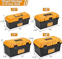 Vista 2 de Caja de herramientas grande de plástico impermeable con bandeja de herramientas organizadora, cajas de herramientas grandes, caja de herramientas