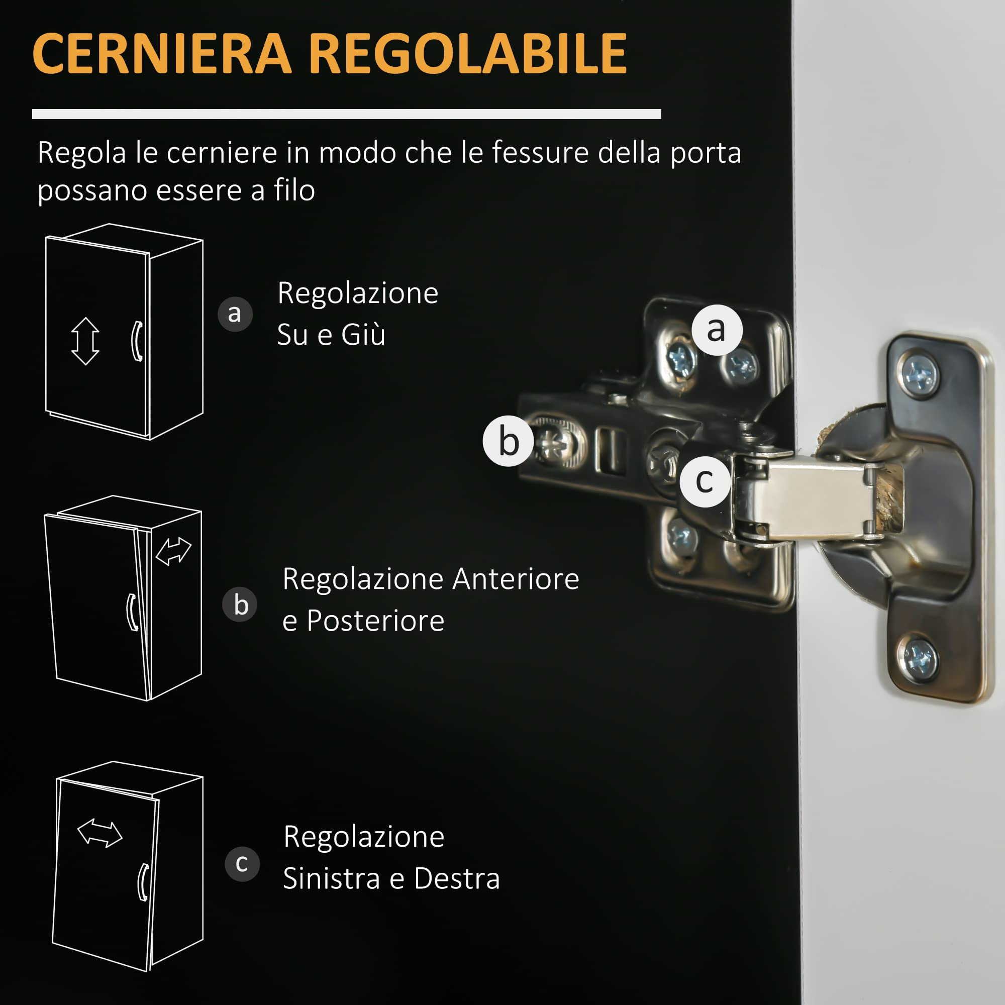 HOMCOM Mobiletto da Cucina Moderno in MDF con 2 Armadietti, 1 Cassetto e Ripiani Regolabili, 90x40x90 cm, Bianco e Nero
