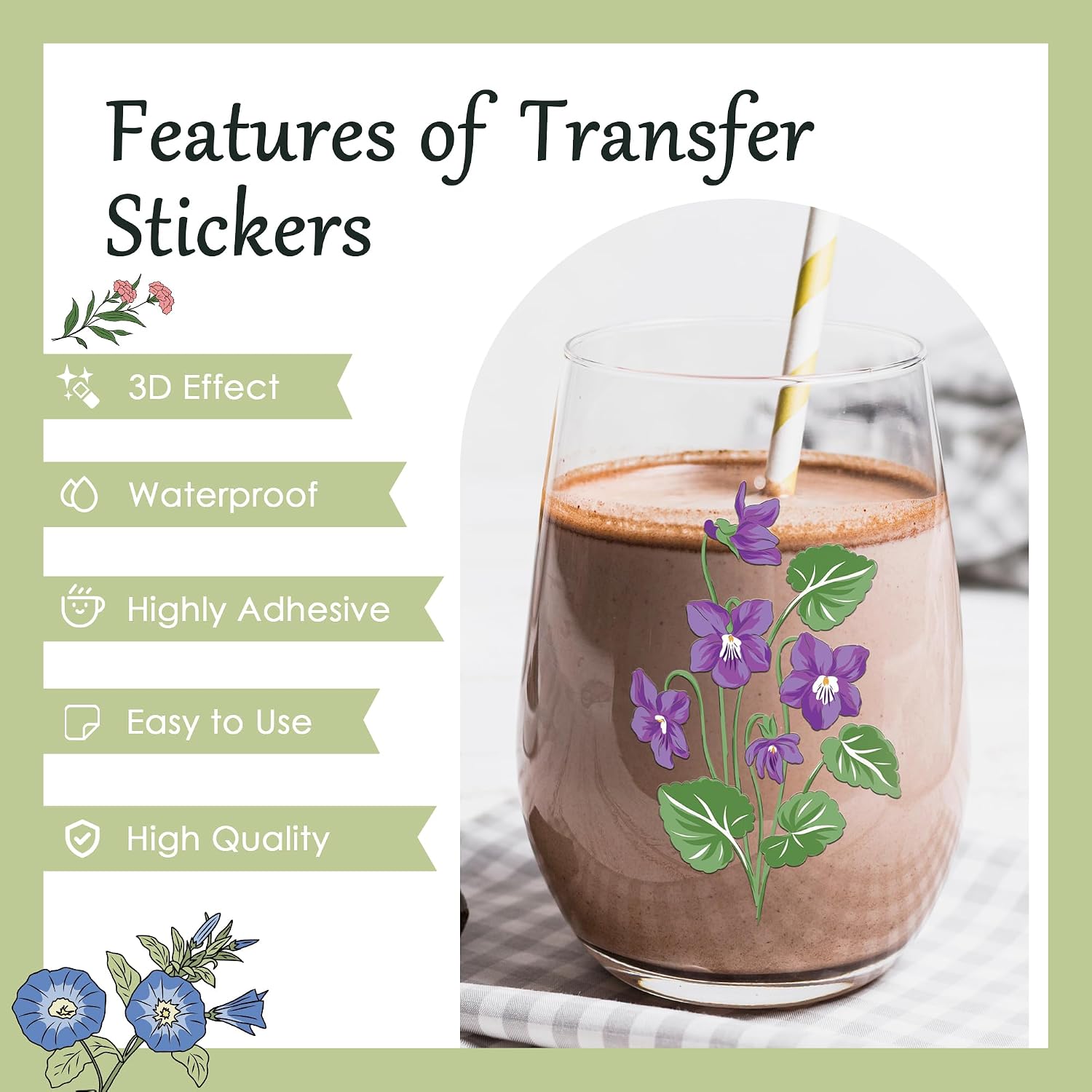 AFRITEE UV DTF Cup Wrap - 24 Sheets Birth Flower UV DTF Cup Wraps for 16 oz Glass Birthday Gifts, Birth Month Flowers Uv Dtf Transfer Stickers for Her Mom Sisters Friends Family Birthday Gifts