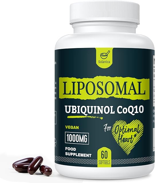 Liposomal Ubiquinol Vegan CoQ10 1000 mg, wysoka biodostępność, aktywna forma CoQ10, silny antyoksydant dla serca, Non-GMO, 60 softgels (1PACK)