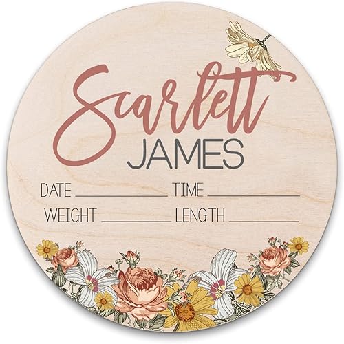 Birth Stat Sign Personalized for Newborn Baby, Scarlett James Design, Crib & Nursery Decor, Photography Prop, Baby Shower Gifts, Gender Reveal,
