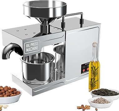 Automatic Oil Press Machine, Commercial Nut Seed Oil Grinder, All Stainless Steel High Oil Extractor for Grain Spice, Coffee Beans, Corn