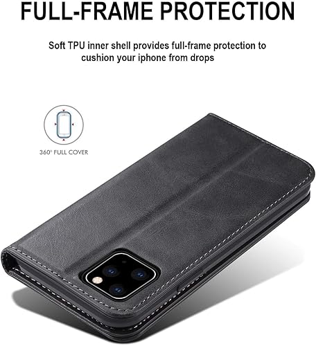 Miniatura 5 de SINIANL Funda compatible con iPhone 12, iPhone 12 Pro con tarjetero y tarjetero de cuero plegable con función atril y cierre magnético para iPhone