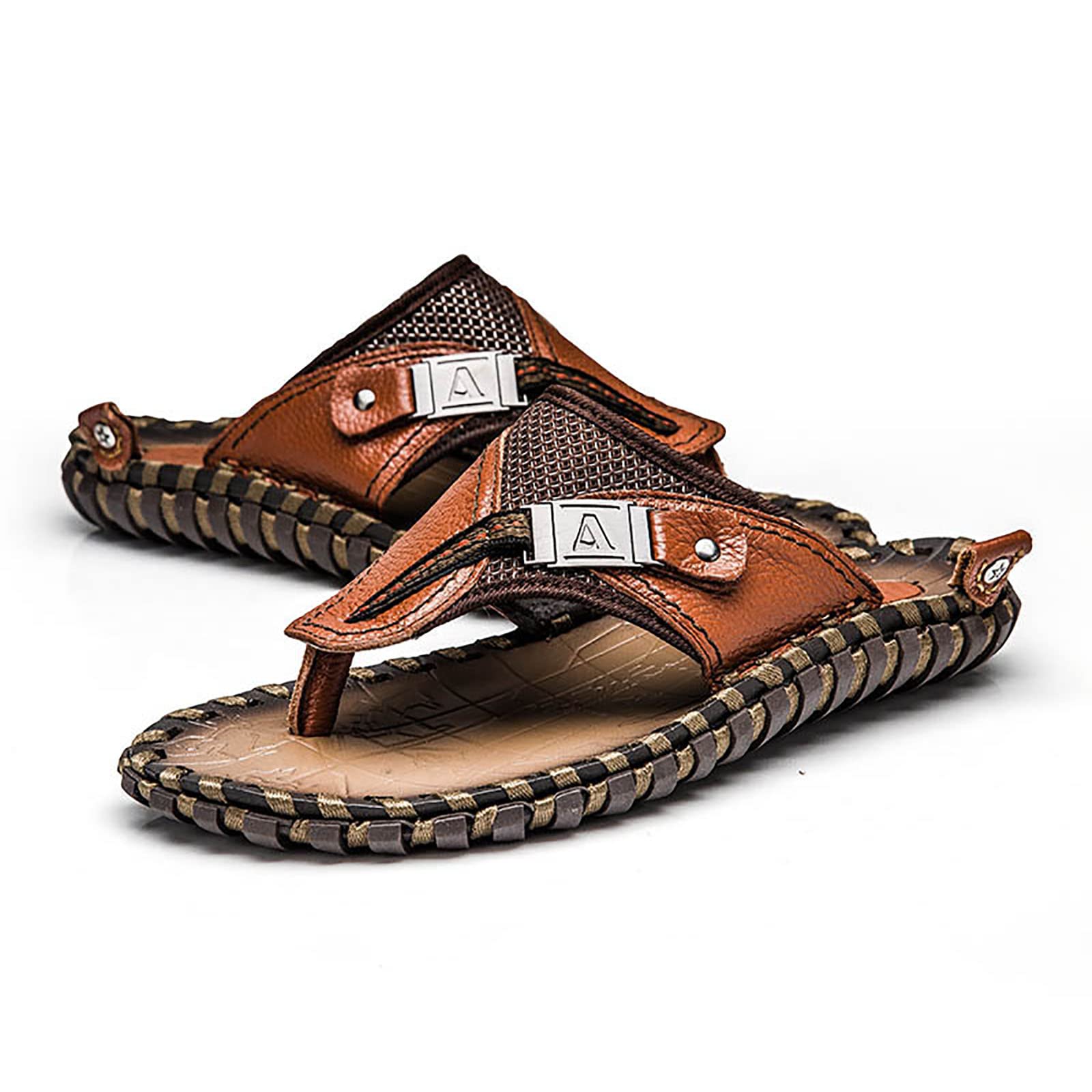 Infradito Uomo KuaiLu In Pelle Morbida - Ciabatte Con Supporto Arco Plantare Per Spiaggia E Piscina