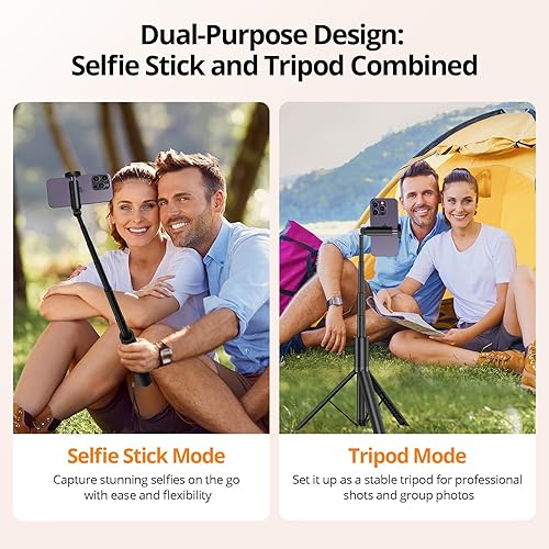 Miniatura 5 de ATUMTEK Trípode Selfie Stick, trípode extensible todo en uno para teléfono con control remoto Bluetooth recargable, giratorio 360 para iPhone 16 Pro