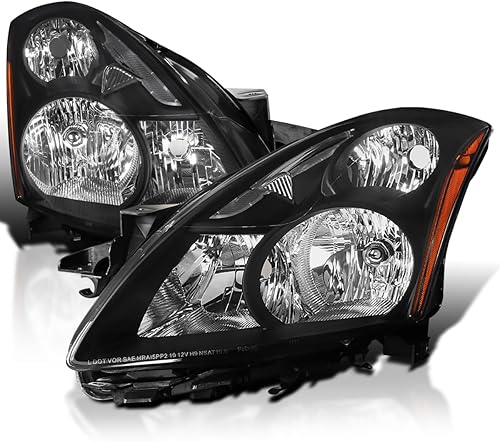 Miniatura 1 de Spec-D Tuning Faros delanteros negros compatibles con Nissan Altima Sedan L+R 2010-2012, conjunto de lámparas de cabeza