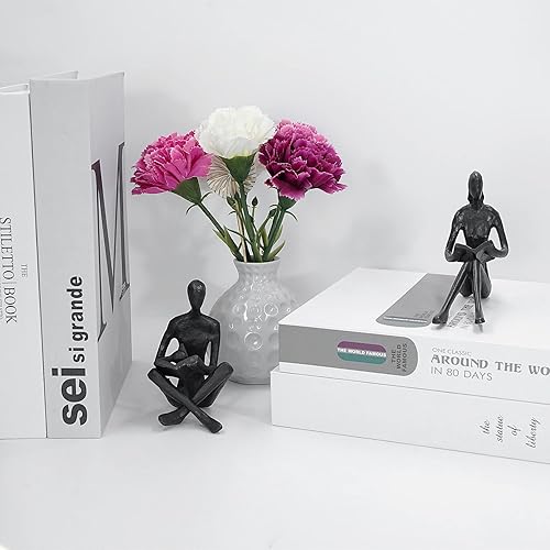 Miniatura 5 de Dreamseden Figuras de lectura de hierro fundido, escultura romántica para pareja, decoración del hogar, para dormitorio, estantería, oficina