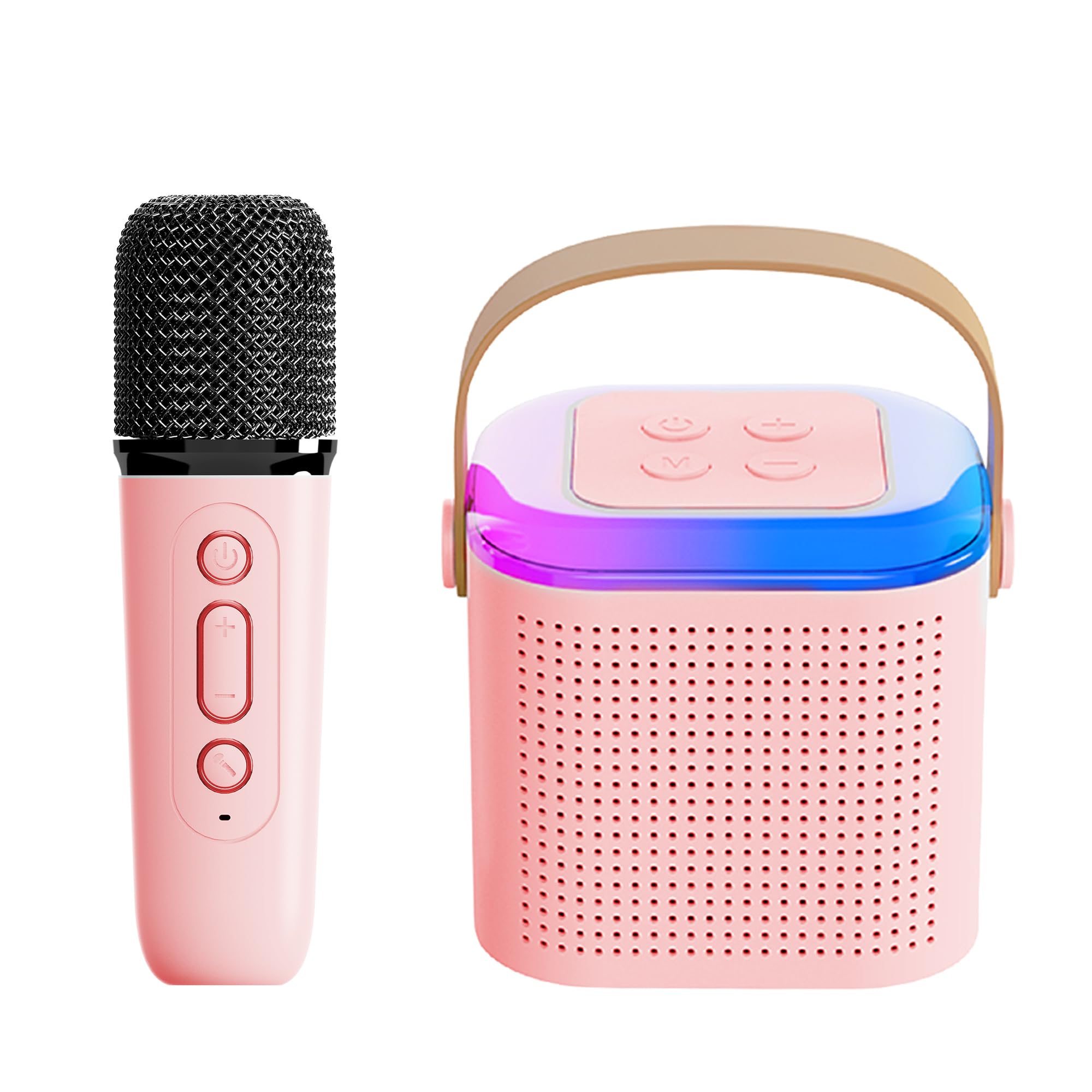 Mini Karaoke Machine for Kids,Portable Bluetooth Speaker with Wireless Microphone for Kids Toddler,Gifts for Girls and Boys Birthday (Pink 2 mic) (Pink 1 mic)