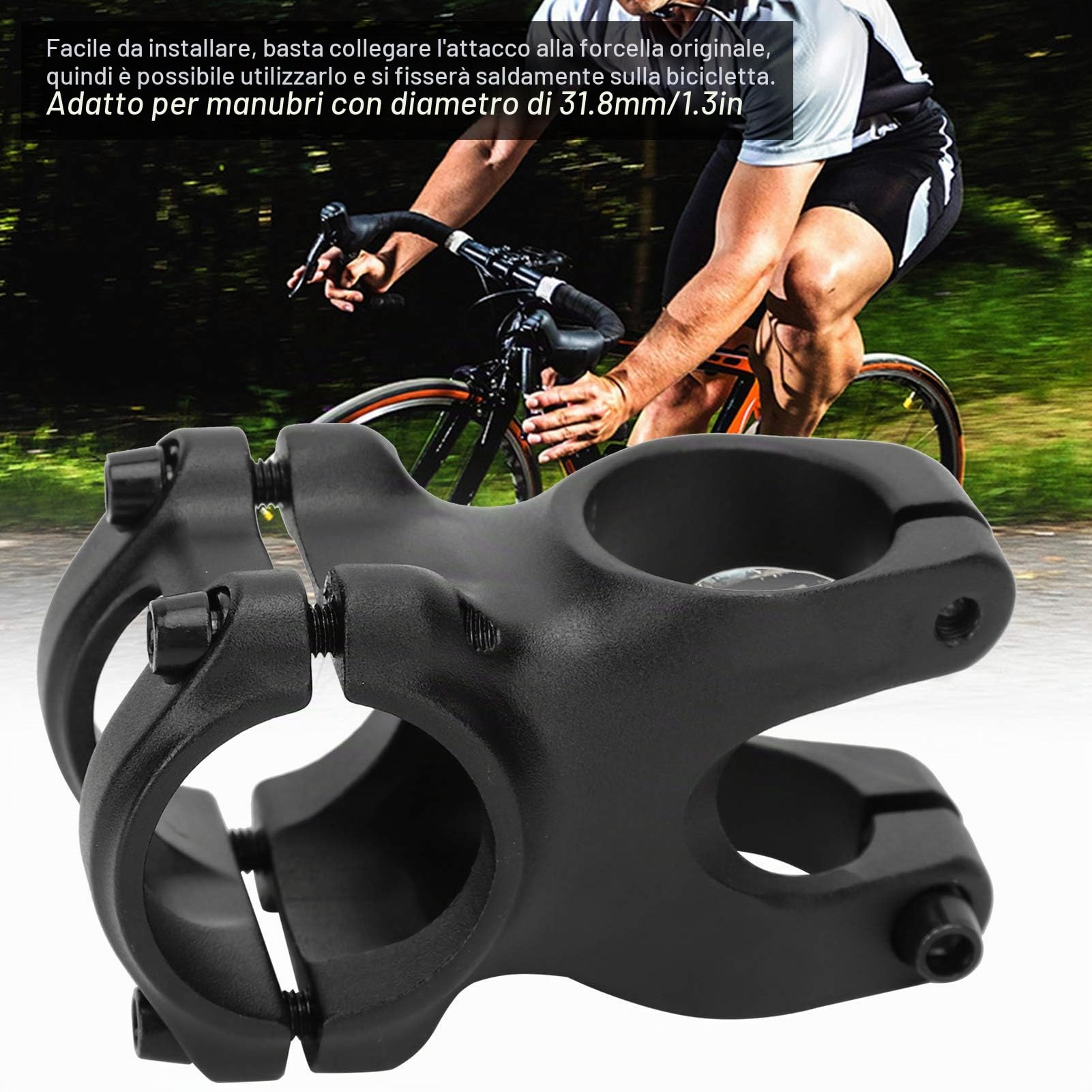 Alomejor Stelo per Mountain Bike Attacco Manubrio per Bici in Lega di Alluminio Attacco Manubrio Corto da 40 mm per la Maggior Parte delle Bici