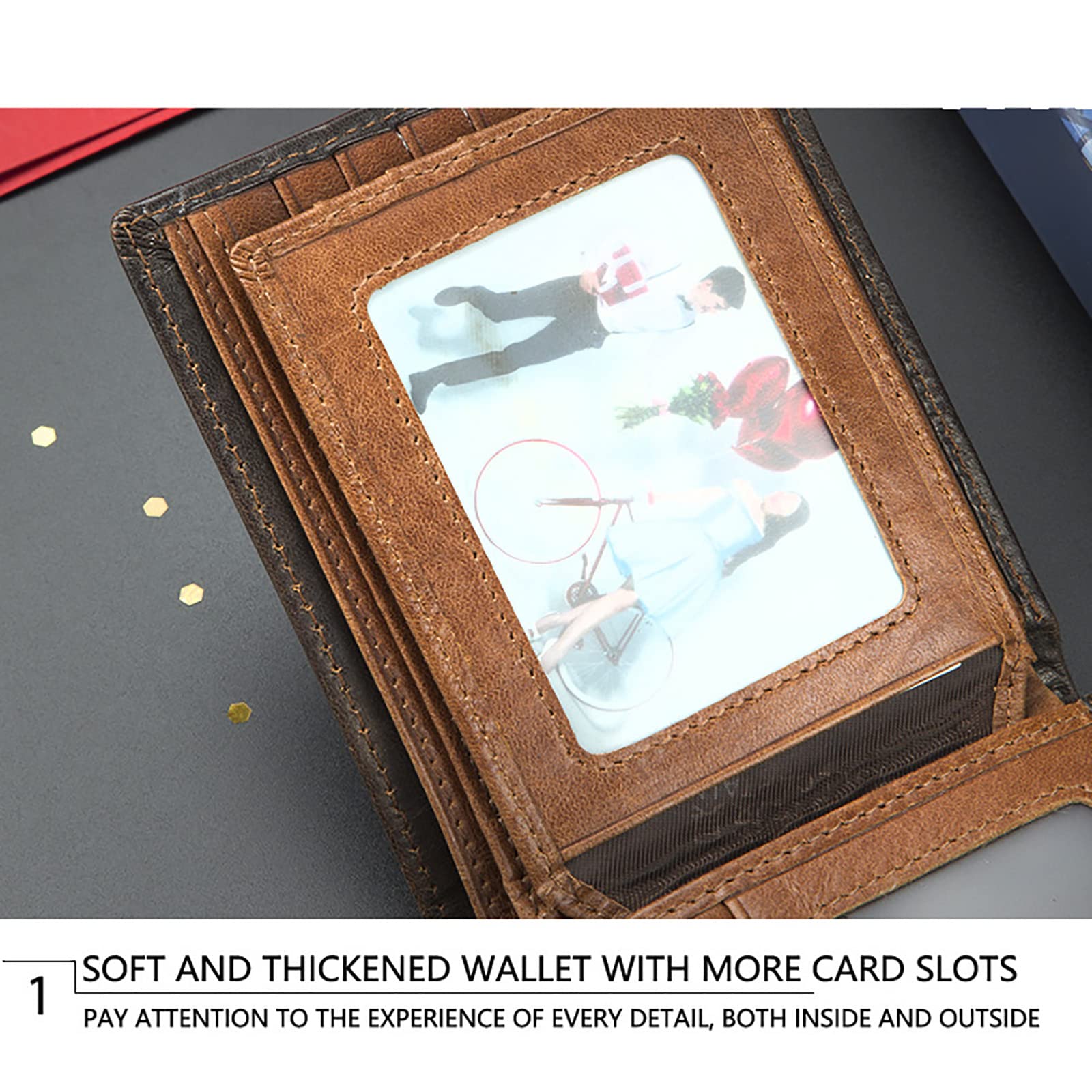 Portefeuilles, Portefeuille Compact en Cuir Souple avec Blocage(Red,Without Box)