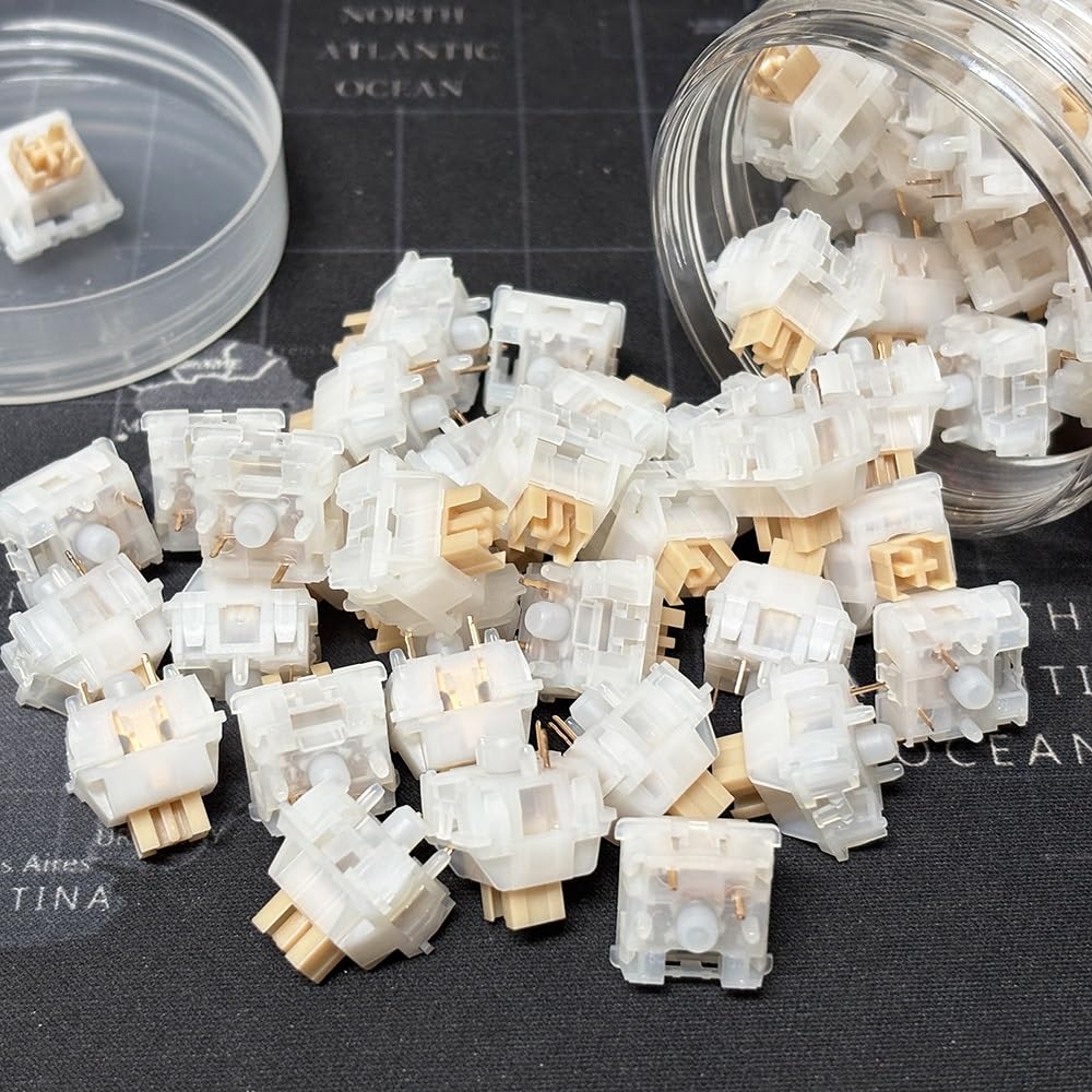 Outemu Silent Yellow Jade V2 Switch, Commutateur Tactile Thocky Silencieux Pré-lubrifié À 5Pin pour Clavier Mécanique Personnalisé(110PCS)