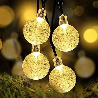 Luzes solares de corda ao ar livre - 20/30/50 Luzes solares LED à prova d'água - Luzes decorativas à prova d'água para Varanda de Jardim Exterior (warm color, 30 luzes)