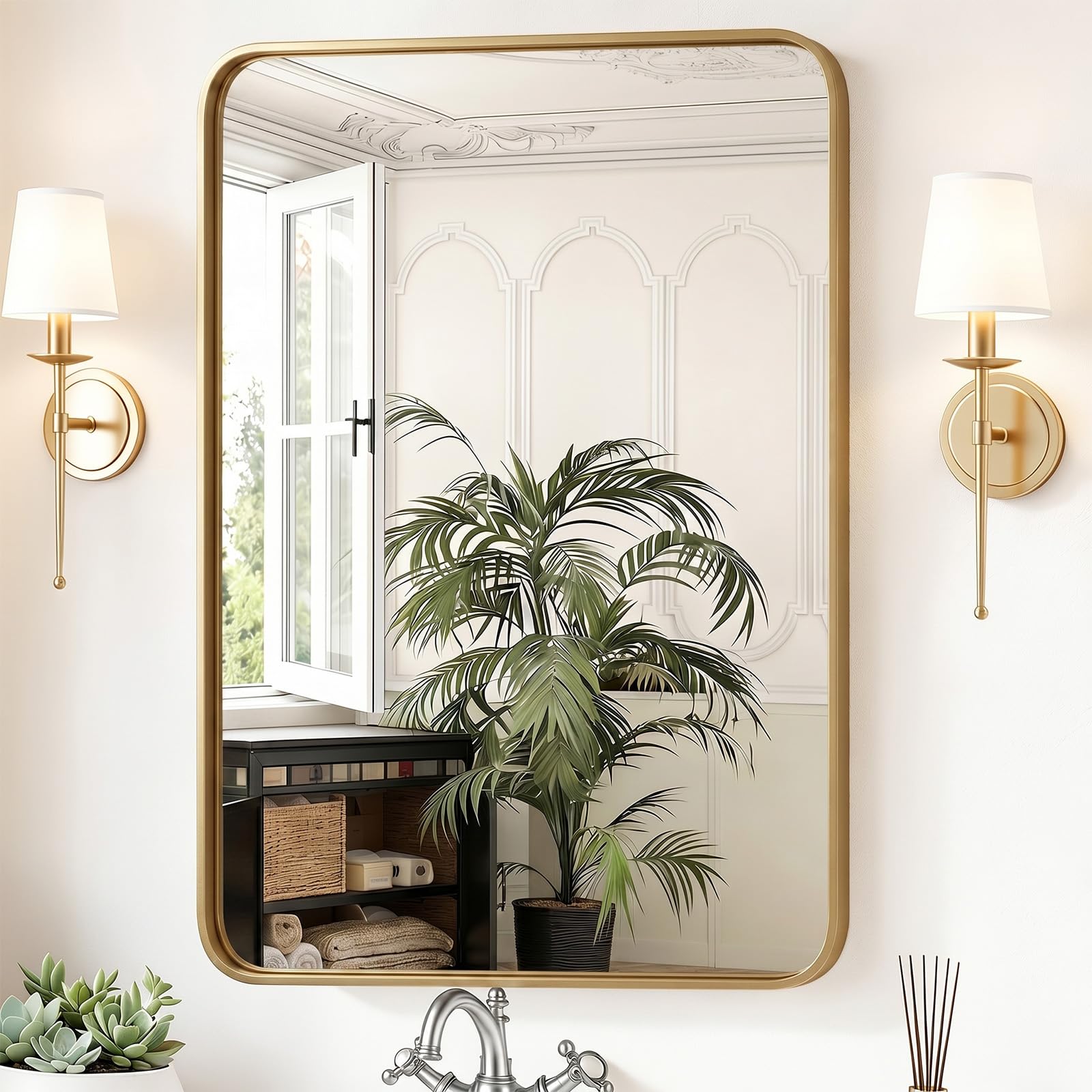 Sweetcrispy Gold Rectangle Mirror