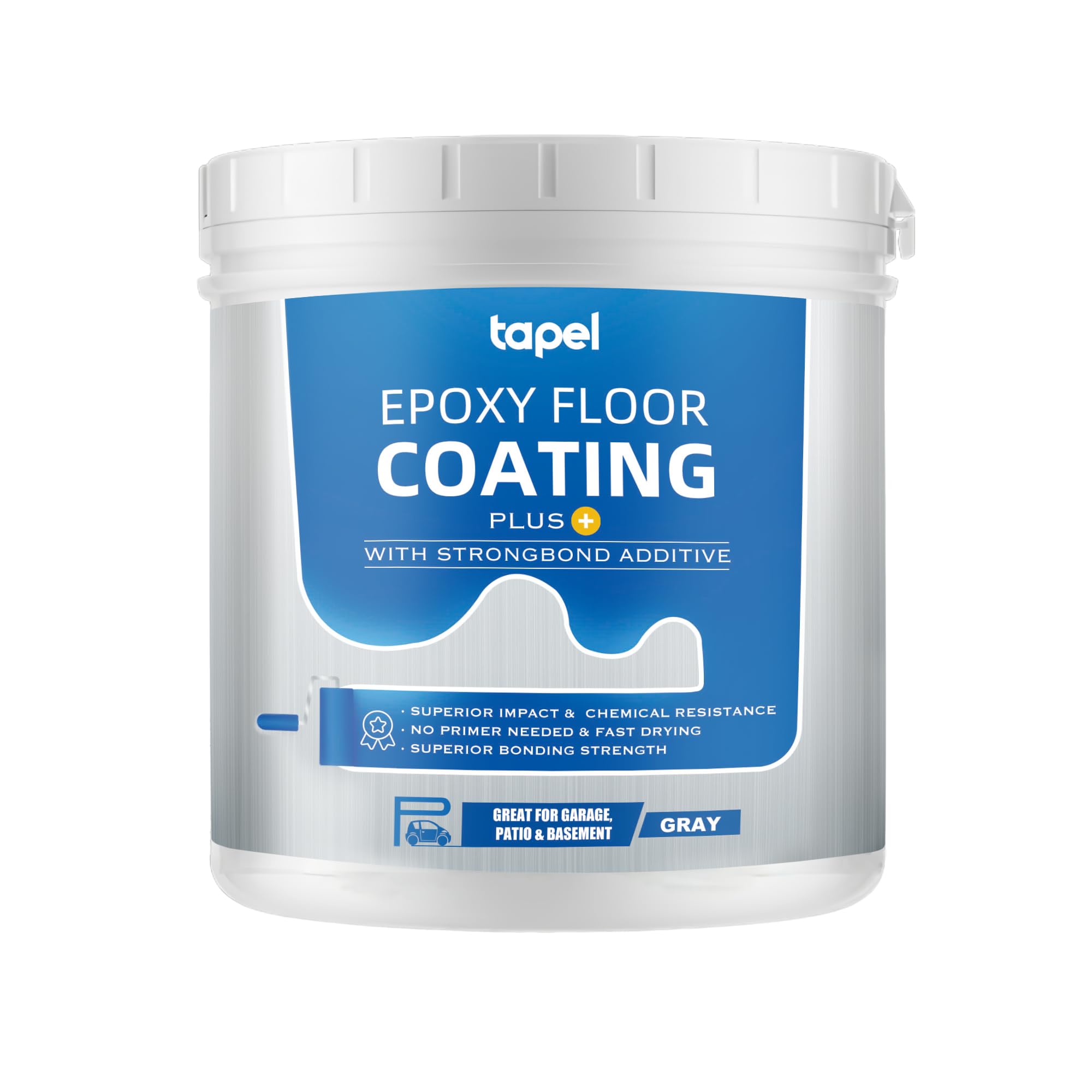 Tapel Epoxy Floor Coating with StrongBond Additive - Slate Grey, 1L - Satin, Slip-Resistant Garage Floor Paint – No Primer Required for Strong Concrete - Industrial & Driveway Coating
