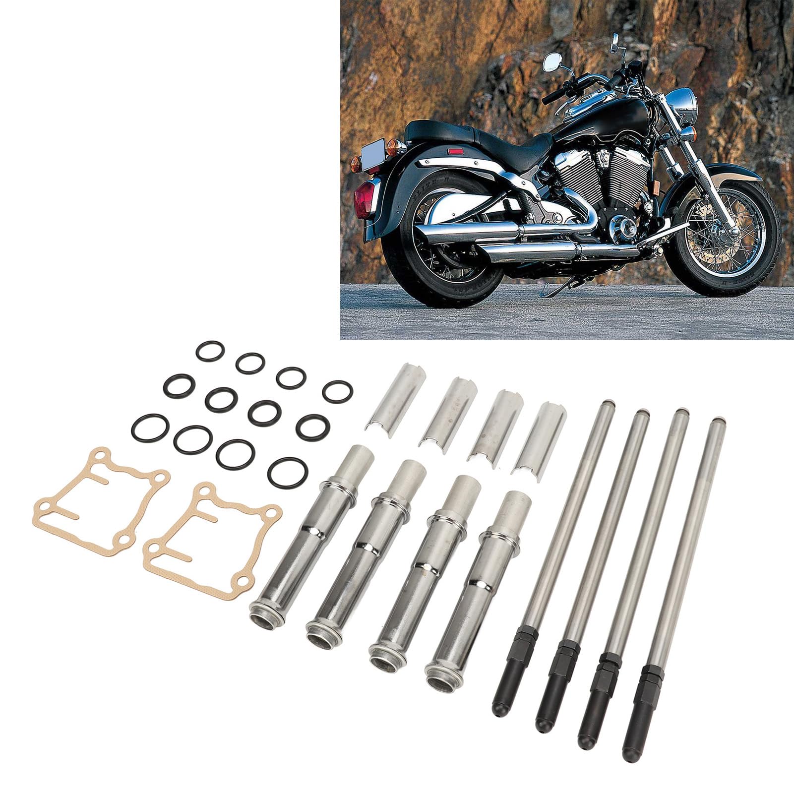 Ejoyous Kit de Varilla de Empuje Ajustable con Cubiertas Kit de Varilla de Empuje Ajustable OEM de Acero Cromado Moly 93 5095 499961 40 Piezas para Touring Big Twins 1999 2017 88 a 106 Pulgadas
