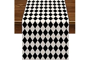 Nepnuser Black White Diamond Table Runner