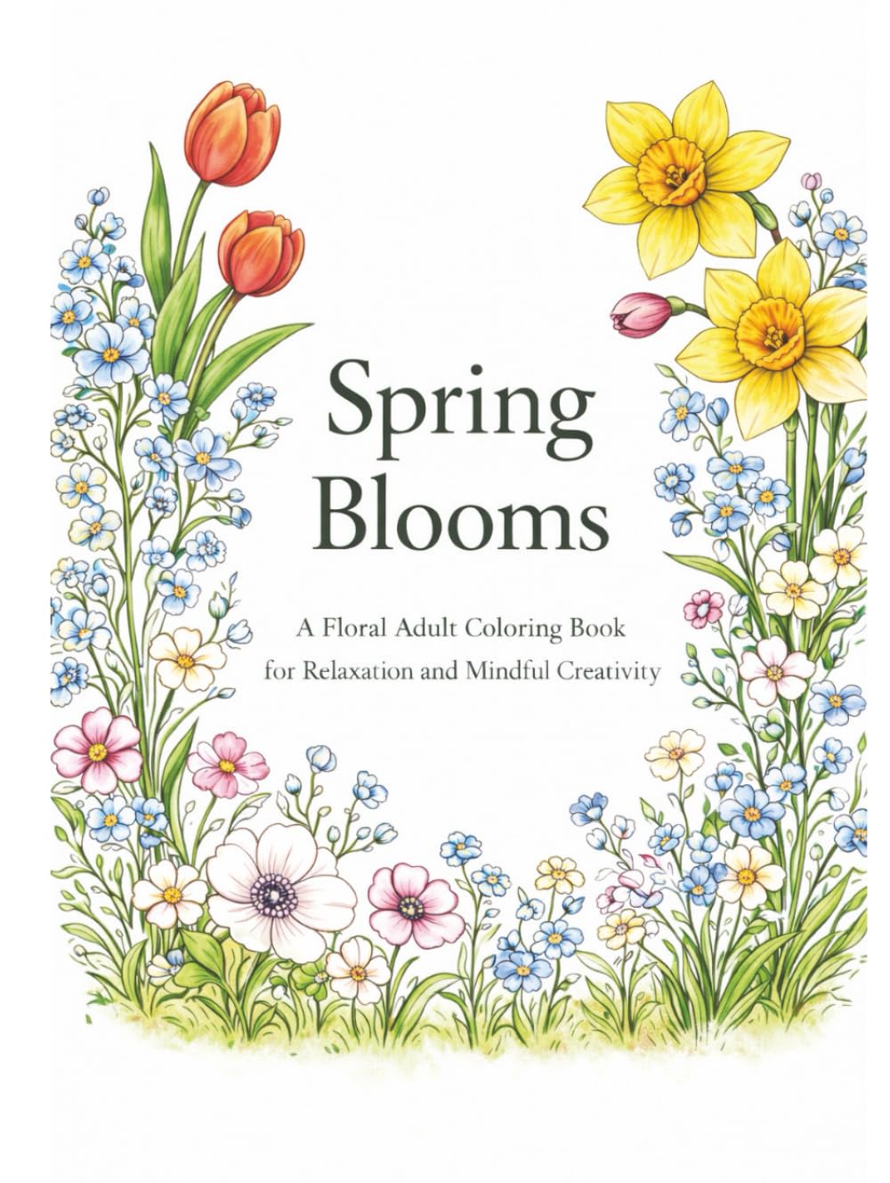 Spring Blooms: A Floral Adult Coloring Book for Relaxation and Mindful Creativity (Floral Blooms Coloring Book Series)
