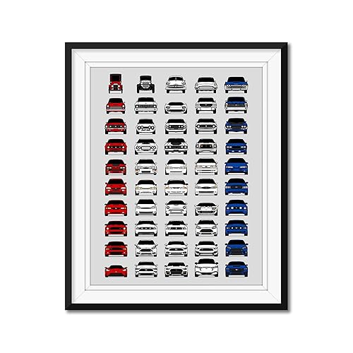 Handmade Poster compatible with Ford Evolution Print Wall Art Décor of the Best of Ford Generations - American, 8x10" Satin Print (Unframed) - Gift